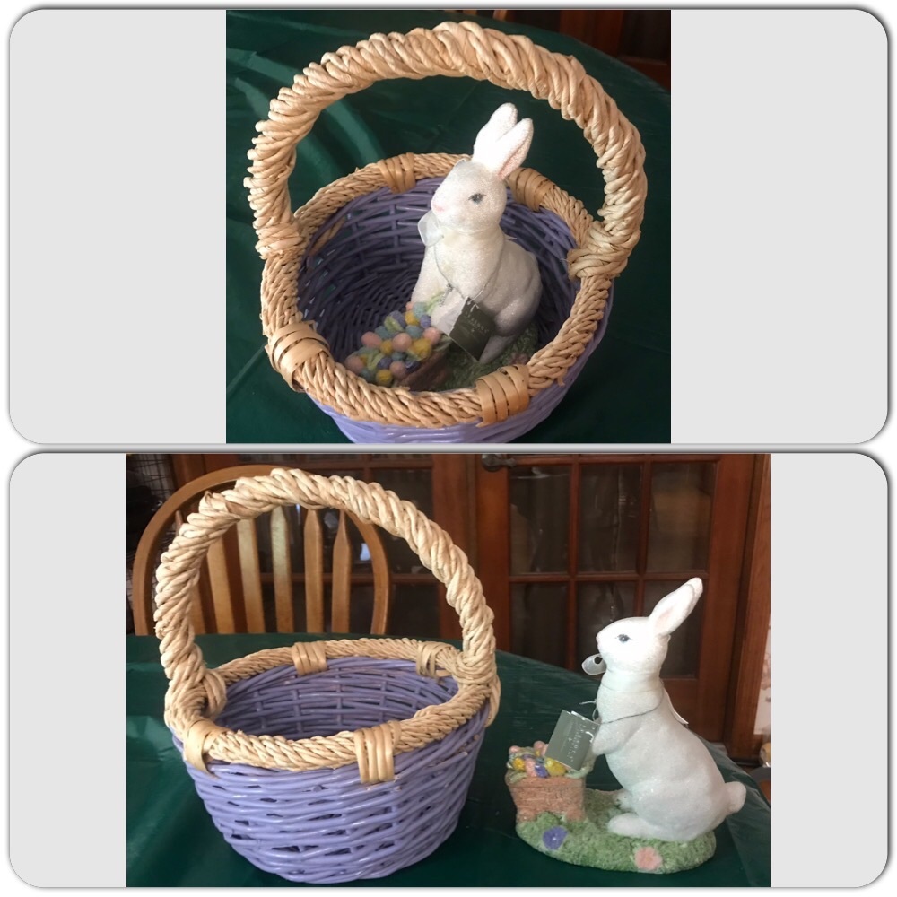 EASTER BASKET AND  UNNY FIGUIRINE
